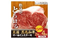 低温でも脂身がとろける梼原町産黒毛和牛 王道サーロインステーキ（4枚）【GA03】ステーキ すてーき ステーキ肉 すてーき肉 牛肉 国産 高知県産 冷凍便