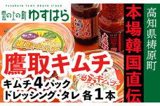 四万十川源流域でおばちゃん達が作る本格キムチ 鷹取キムチセット（キムチ4、ドレッシング1本、焼肉のタレ1本）本場韓国直伝 ごはんのお供 酒 おつまみ 漬物 鍋 高知県産 冷蔵便