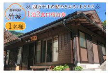 農家民宿 竹城 宿泊券( 1名様 ) 1泊2食付 [農家民宿竹城 高知県 津野町 26aj0004] 民宿 農家 農泊 お泊り 鮎 あゆ アユ ミストサウナ