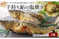 【希少】子持ち鮎の塩焼き（３尾）と焼鮎醤油のセット　Ess-12 あゆ アユ 鮎 あゆ アユ 鮎のひらき あゆのひらき 魚 魚介 川魚 塩焼き 干物 ひもの 炭火 冷凍