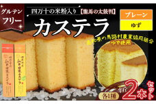 四万十の米粉カステラ【龍馬の太鼓判】プレーン＆ゆず半斤2本セット Bmu-A39 焼き菓子 お菓子  グルテンフリー 米粉 カステラ ゆず 贈答 お祝い お土産 スイーツ 和菓子 米粉スイーツ 米粉菓子 ギフト 