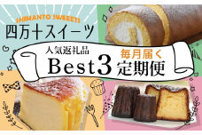 四万十スイーツ おすすめ定期便（全3回）定期便 頒布会  バスクチーズケーキ ダバダ火振 四万十 カヌレ ロールケーキ／Smnt-10