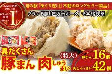 ブランド豚を使った本格飲茶！豚まん・肉しゅうまいセット(特大)Qak-A29 肉まん 中華まん しゅうまい 肉しゅうまい 豚まん 冷凍 人気 おすすめ 惣菜 国産