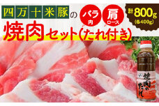 四万十町産の米で育ったブランド豚「しまんと米豚焼き肉セット」800g（400g×2） Qjs-02 国産 ぶた肉 豚肉 肉 お肉 国産豚肉 国産ぶた肉 焼肉 BBQ バラ肉 肩ロース たれ 冷蔵