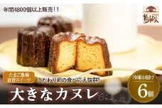 たまご農場直営スイーツ!こだわり卵の食べ応え抜群!大きなカヌレ　6個 Gbn-A40 かぬれ 焼き菓子 スイーツ 人気 バニラ デザート お取り寄せ 送料無料 カヌレ お菓子 洋菓子 プレゼント プチギフト 美味しい おすすめ