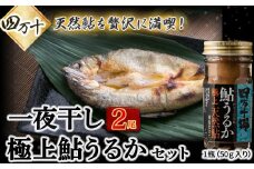 四万十川天然鮎を贅沢に満喫！極上うるか（１瓶）と一夜干し（２尾）セット Esg-21 あゆ アユ 鮎のひらき あゆのひらき 魚 魚介 川魚 塩焼き 干物 ひもの 海鮮 塩辛 にがうるか うるか おつまみ 珍味 発酵食品