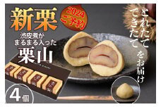 【新栗予約／2024年11月中旬以降順次発送】栗好きにはたまらない！渋皮煮を丸ごと包んだ「栗山」4個　Qdr-212　／添加物不使用 栗きんとん しまんと地栗 国産栗 和栗 栗スイーツ 渋皮煮 栗つつみ 贈りもの 手土産 ギフト お取り寄せ 高知 四万十 四万十ドラマ 御祝 和菓子 熨斗 御年賀 お歳暮