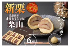 【新栗予約／2024年11月中旬以降順次発送】栗好きにはたまらない！渋皮煮を丸ごと包んだ「栗山」6個　Qdr-213　／添加物不使用 栗きんとん しまんと地栗 国産栗 和栗 栗スイーツ 渋皮煮 栗つつみ 贈りもの 手土産 ギフト お取り寄せ 高知 四万十 四万十ドラマ 御祝 和菓子 熨斗 御年賀 お歳暮