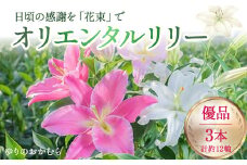 日頃の感謝を「花束」で、オリエンタルリリー【優品3本】Osy-A13 誕生日 植物 フラワー プレゼント 花束 ゆり リリー お花