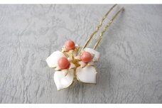 【高知県大月町産】　天然ピンク珊瑚の花かんざし