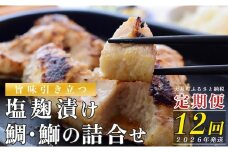 【定期便 12回】塩麹に漬け込んだタイ＆ブリ
