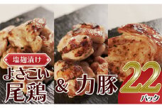 塩麹につけたよさこい尾鶏と力豚のセット　22パック