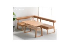 LDセット　セレーノ　右肘タイプ　オーク無垢　135×75　大川家具(福岡県)【1329460】