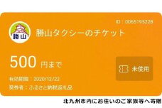 勝山タクシー電子チケット15,000円分 (500円×30枚または15,000円×1枚)【思いやり型返礼品】