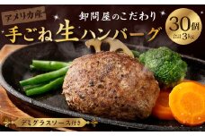 卸問屋のこだわり 手ごね 生ハンバーグ 100g×30個 計3kg デミグラスソース付き 合挽き