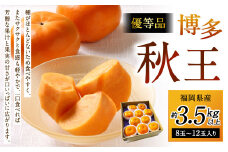 福岡県産 博多秋王【優等品】 約3.5kg以上（8玉～12玉入り）【2025年11月上旬～11月下旬発送予定】柿 かき 秋王 果物 フルーツ くだもの 先行予約