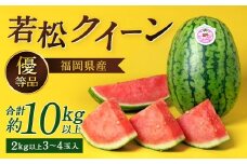 福岡県 北九州市 若松産【優等品】若松クイーン 10kg以上（2kg以上3玉入り～4玉入り）【2026年7月上旬から8月上旬発送予定】すいか スイカ フルーツ 果物 くだもの