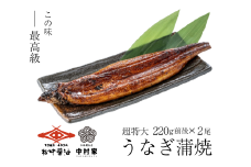【120年老舗醤油蔵仕込みのたれと関門の塩】超特大 鰻 蒲焼（220g前後）×2尾 合計440g前後 タレ付 山椒小袋 うなぎ 蒲焼き 冷凍