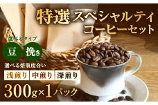 【あつみ珈琲】 特選スペシャルティコーヒーセット （浅煎り／中煎り／深煎り）（豆／挽き） お任せ 計300g コーヒー 珈琲