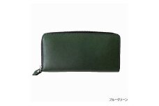 福岡市　Foglia オイルレザーラウンド長財布ブルーグリーン