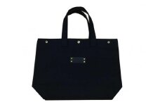 【福岡市の縫製工場オリジナルブランド　OKUNIYA】本革ネーム（ブラック） トートバッグ　ブラック（Mサイズ）