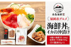 福岡市グルメ糸島海鮮堂の8種の海鮮丼・沖漬けセット　各1袋
