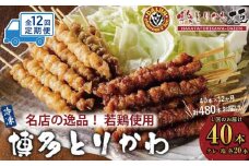 【定期便全12回】博多とりかわ大臣の「博多とりかわ(R)」（冷凍４０本入り）
