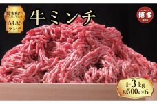 博多和牛 牛ミンチ約3kg（約500g×6パック）