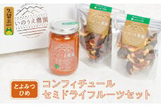 とよみつひめコンフィチュール・セミドライフルーツセット_いちじく とよみつひめ コンフィチュール 170g×1瓶 セミドライフルーツ 30g×2袋 セット ドライフルーツ てんさい糖 JAS認証 ヘベス ブランドいちじく 自社農園 糖度30度 果肉 パン チーズ ヨーグルト 冷蔵 お取り寄せ 福岡県 久留米市 送料無料_Ca004