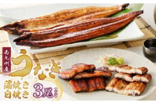 うなぎの蒲焼き白焼き3尾セット_皮はパリッと身はジューシー 鰻 蒲焼き 白焼き 3尾 セット タレ 南九州産うなぎ こだわり製法 真空パック 冷凍 柳栄館 食品 加工品 国産うなぎ うな丼 うな重 ひつまぶし 土用 丑の日 お取り寄せ お取り寄せグルメ 福岡県 久留米市 送料無料_Cu018