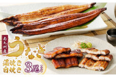 うなぎの蒲焼き白焼き3尾セット_皮はパリッと身はジューシー 鰻 蒲焼き 白焼き 3尾 セット タレ 南九州産うなぎ こだわり製法 真空パック 冷凍 柳栄館 食品 加工品 国産うなぎ うな丼 うな重 ひつまぶし 土用 丑の日 お取り寄せ お取り寄せグルメ 福岡県 久留米市 送料無料_Cu018