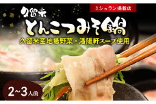 久留米とんこつみそ鍋 2～3人前セット_久留米 とんこつ みそ 鍋 2～3人前 セット 野菜 3種 黒豚ロース バラ肉 中華麺 辛子明太子 紅しょうが 冷凍 潘陽軒 ラーメン スープ コラーゲン 【ミシュランガイド 掲載店】 【ジョブチューン 鍋つゆアレンジバトル 優勝】 福岡県 久留米市 送料無料_Cn002