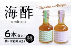 海酢6本セット（濃縮タイプ）_海酢 180ml 6本 セット 桃 白ぶどう 各 3本 濃縮タイプ フルーツビネガー umitosu フコイダン 配合 お酢 ドリンク 炭酸割り ミルク割り アレンジ いろいろ かわいい こだわり 瓶 ギフトボックス入り 贈答用 おすすめ お取り寄せ 福岡県 久留米市 送料無料_Ex210