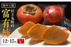 柿の王様 田主丸町の富有柿 2L 12～15玉入り 約4kg_柿の王様 田主丸町 富有柿 2L サイズ 12 ～ 15玉 入り 約 4kg 柿 御所系 完全甘柿 果実 丸に近い四角 果皮 すべすべ 光沢 福岡県産 赤が濃い 腰高 傾向 果肉 繊密 とろける 柔らかさ 甘み 果汁 多い フルーツ 果物 お取り寄せ 福岡県 久留米市 送料無料_Fk008