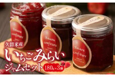 久留米産オリジナルいちご　未来苺（みらいちご）ジャムセット_久留米産 未来苺 みらいちご ジャム 180g × 3個 セット あまおう いちご 甘い オリジナル 上質 果物 フルーツ 朝食 ヨーグルト パン トースト 瓶 国産 南国フルーツ株式会社 お取り寄せ グルメ 福岡県 久留米市 送料無料_Ca007
