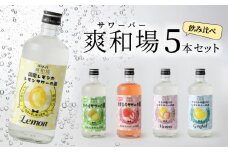 爽和場（サワーバー） 飲み比べ5本セット_爽和場 サワーバー 5種類 飲み比べ 500ml 5本 セット レモンサワーの素 割るだけ 糖類ゼロ プリン体ゼロ レモン グレープフルーツ もも キウイ あまおう レモンサワー サワー リキュール お酒 福岡 久留米 送料無料_Ew006