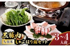 ミシュランガイド掲載のお店【こうじ夜】　『久留米しゃぶはり鍋』セット（3～4人前）_鍋 黒豚肉 しゃぶはり鍋 セット 3 ～ 4人前 ミシュラン掲載店 手間いらず 専門店の味 旨み 黒豚 豚肉 ロース バラ肉 冷凍 鮮度そのまま 地場野菜 ちゃんぽん麺 柚子胡椒 辛子明太子 贈答用 自宅用 福岡県 久留米市 お取り寄せ お取り寄せグルメ 送料無料_Cn013
