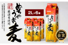 本格麦焼酎 めちゃうま麦25度2Lパック×6本セット_焼酎 麦焼酎 5年連続 金賞 福岡県酒類鑑評会 めちゃうま麦 25度 2L 6本 セット 鷹正宗 本格焼酎 プリン体糖質ゼロ 口当たり優しく まろやかな旨み 麦の香ばしさ ソフトな飲み心地 お酒 アルコール  焼酎ハイボール 福岡県 久留米市 お取り寄せ 送料無料_El017