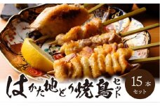 福岡ブランド「はかた地どり」 焼き鳥串15本入セット（焼き鳥5種各1本×3袋）_はかた地どり 焼鳥セット 15本 セット やきとり 福岡県産 もも はらみ つくね 肩肉 手羽 皮 5種 各1本 3セット 焼き鳥丼 人気 串 加工品 惣菜 おかず おつまみ 晩酌 九州産 国産 冷凍 福岡 久留米市 お取り寄せ グルメ 送料無料_Ax112