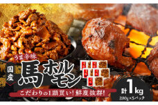 【馬肉】 国産馬ホルモン《旨辛味》《200g入り×5P》_国産 馬ホルモン 旨辛味 200g × 5パック 小分け 福岡県産 ホルモン 化粧箱入り やみつき うま辛 鮮度抜群 真空包装 急速冷凍 福岡県 久留米市 お取り寄せ グルメ ご飯のお供 おかず おつまみ 炒め物 焼きそば 焼肉 肉 馬肉 冷凍 送料無料_Ax305