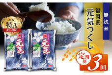 【3回定期便】令和5年産　無洗米　福岡県産元気つくし