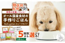 ペットフード 無添加ドッグフード・ブルズごはんCUBEタイプ 300g×5袋(馬・豚・鹿・鶏・魚の中から5袋)_CUBE型 20個入×5袋 無添加ドッグフード 1袋300g 国産 手作り アレルギー 子犬 シニア 冷凍 老犬 小型 お試し 選べる ブルズごはん_Pf004