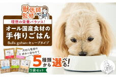ペットフード 無添加ドッグフード・ブルズごはんCUBEタイプ 300g×5袋(馬・豚・鹿・鶏・魚の中から5袋)_CUBE型 20個入×5袋 無添加ドッグフード 1袋300g 国産 手作り アレルギー 子犬 シニア 冷凍 老犬 小型 お試し 選べる ブルズごはん_Pf004