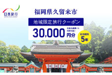 福岡県久留米市　日本旅行　地域限定旅行クーポン30,000円分_【5年間利用可能】 福岡県 久留米市 日本旅行 地域限定 旅行クーポン 30,000円分 宿泊 観光 体験 旅行 トラベル ギフト 温泉 宿泊券 旅館 家族 カップル ホテル クーポン 九州 宿泊予約 プレゼント_Re039