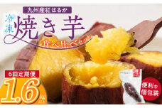 【個包装】九州産紅はるか焼き芋 便利な食べ比べセット合計1.6kg以上　6回定期便_個包装 九州産 紅はるか 焼き芋 便利 食べ比べ セット 合計 1.6kg 以上 回数 6回 鹿児島県 鹿屋産 フルーティー 甘さ しっとり 食感 熊本県 大津産 濃厚 ねっとり 糖度 45度以上 自然解凍 電子レンジ 半解凍 おやつ デザート_Tk046