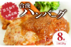黒毛和牛・九州産豚の合挽ハンバーグ 120g×8個_黒毛和牛 九州産豚 合挽 ハンバーグ 1個 120g 個数 8個 国産 和牛 牛肉 肉 九州産 豚肉 ジューシー 風味豊か 簡単調理 時短 便利 おかず お弁当 食品 食べ物 冷凍 お取り寄せ お取り寄せグルメ グルメ 福岡県 久留米市 送料無料_Ax155-01