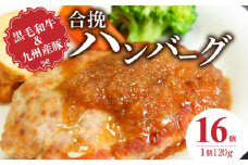 黒毛和牛・九州産豚の合挽ハンバーグ120g×16個_黒毛和牛 九州産豚 合挽 ハンバーグ 1個 120g 16個 国産 和牛 牛肉 肉 九州産 豚肉 ジューシー 風味豊か 簡単調理 時短 おかず お弁当 冷凍 お取り寄せ 福岡県 久留米市 送料無料_Ax155-02