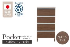 ランドリー収納 【ポケット 55 LO】 ウォールナット_ランドリー収納 ポケット 55 LO 大川家具 ウォールナット 収納 完成品 お手入れ 簡単 機能性抜群 引出 スライドレール 洗濯物 洗面所 隙間収納 お洒落 日本製 お取り寄せ 福岡県 久留米市 送料無料_Qd088-03