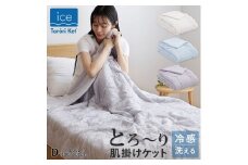 アイスとろーりケット　肌掛け布団　ダブル（グレー）_アイス とろーりケット 肌掛け 布団 ダブル 180 × 200cm カラー グレー キルトケット ひんやり 冷感 洗える 夏 熱帯夜 柔らか リバーシブル 掛け心地 レーヨン 吸湿 ポリエステル マイクロ 長繊維 清潔 送料無料_Qc170-gy