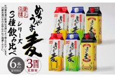 【定期便3回】本格麦焼酎 めちゃうま麦飲み比べ900mlパック×6本セット _Tk071